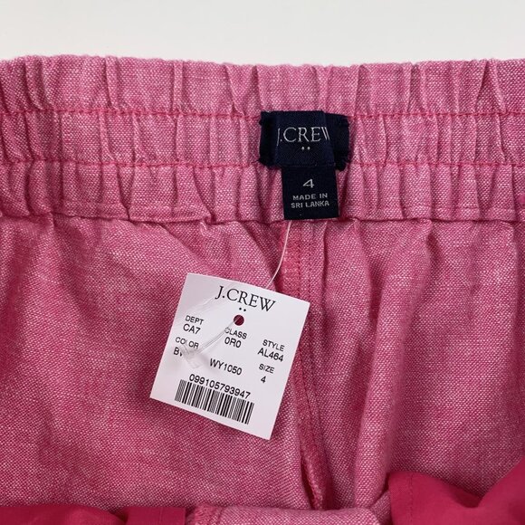 J. Crew Pepto Pink Linen Blend Ankle Pant 4 New - Picture 4 of 7